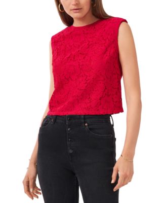 1.STATE - Sleeveless Lace Shoulder Pad Top