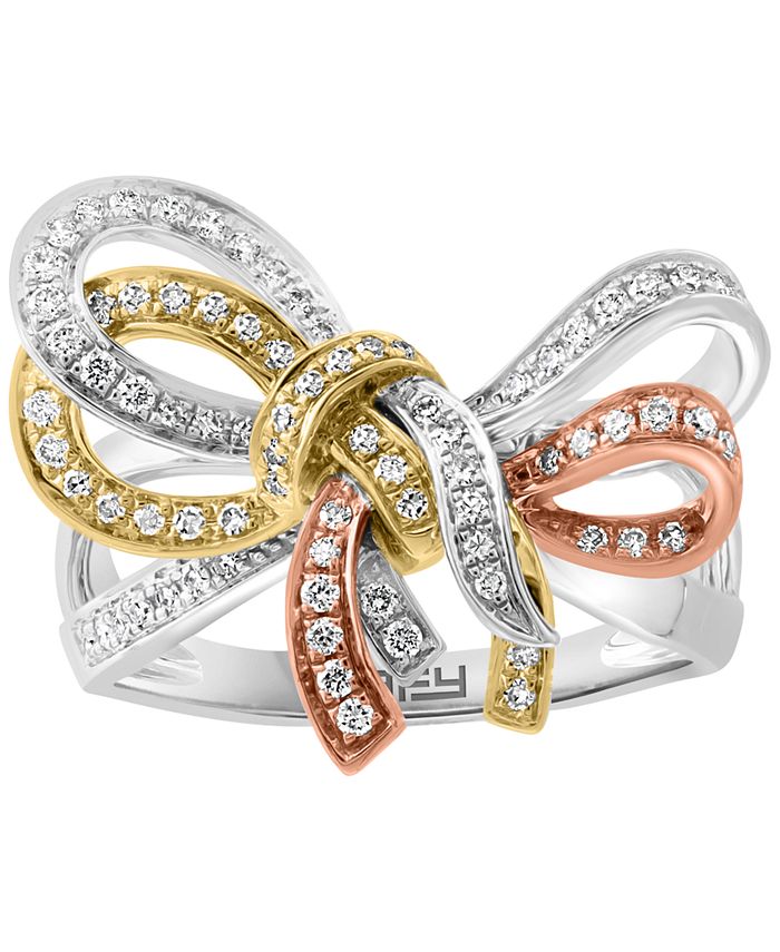 EFFY Collection EFFY® Diamond Bow Ring (3/8 ct. t.w.) in 14k Tricolor ...
