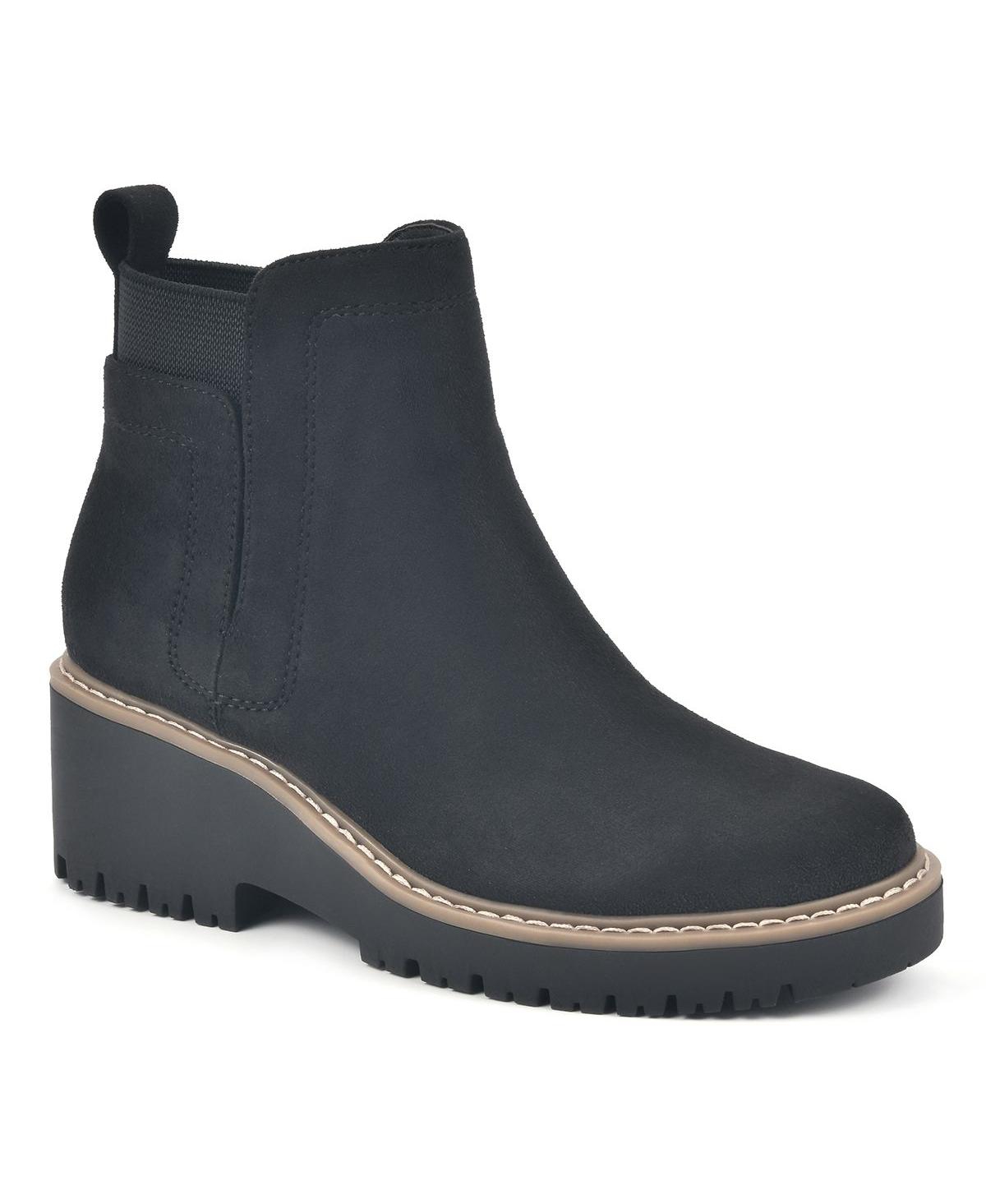 White Mountain Dear Block Heel Boot In Black,fabric
