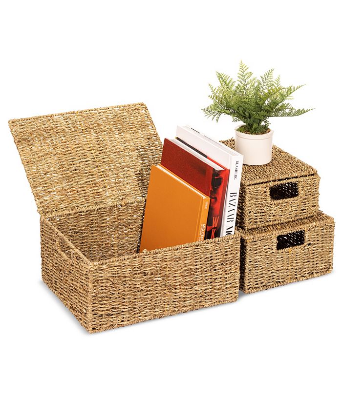 Sorbus Seagrass Baskets Decorative Shelf Organizer Bins