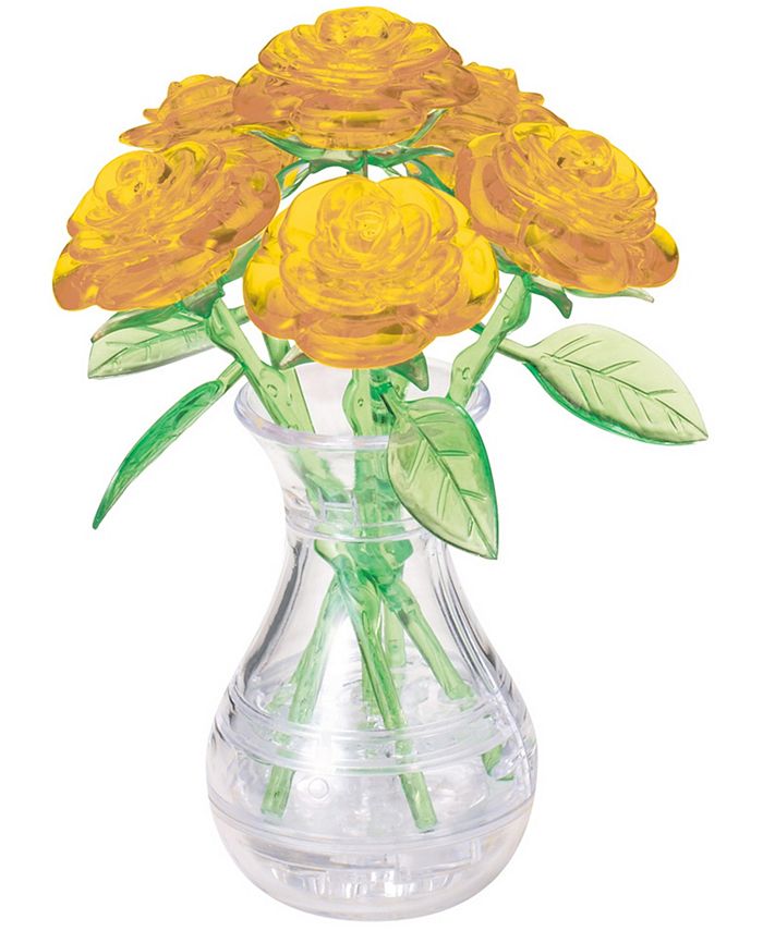 BePuzzled 3D Crystal Puzzle Roses In A Vase Yellow 46 Piece Macy's