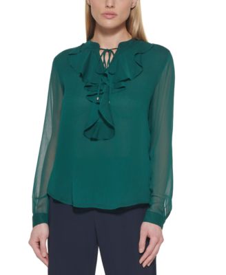 tommy hilfiger tie neck blouse