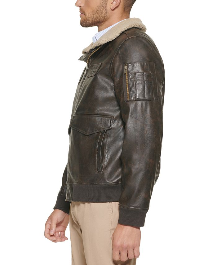 ovn Forfatter Revival Tommy Hilfiger Men's Faux Leather Aviator Bomber Jacket, Created for Macy's  - Macy's