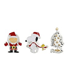 Fine Silver Plated Holiday Gang Lapel Pin Set, 3 Piece