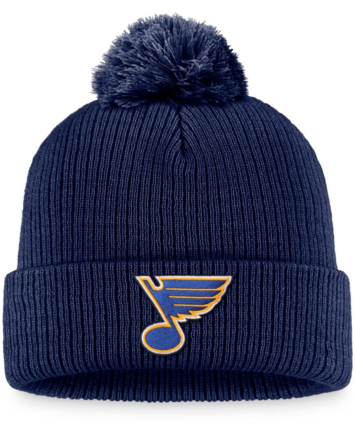 Shop Fanatics Men's Navy St. Louis Blues Core Primary Logo Cuffed Knit Hat With Pom