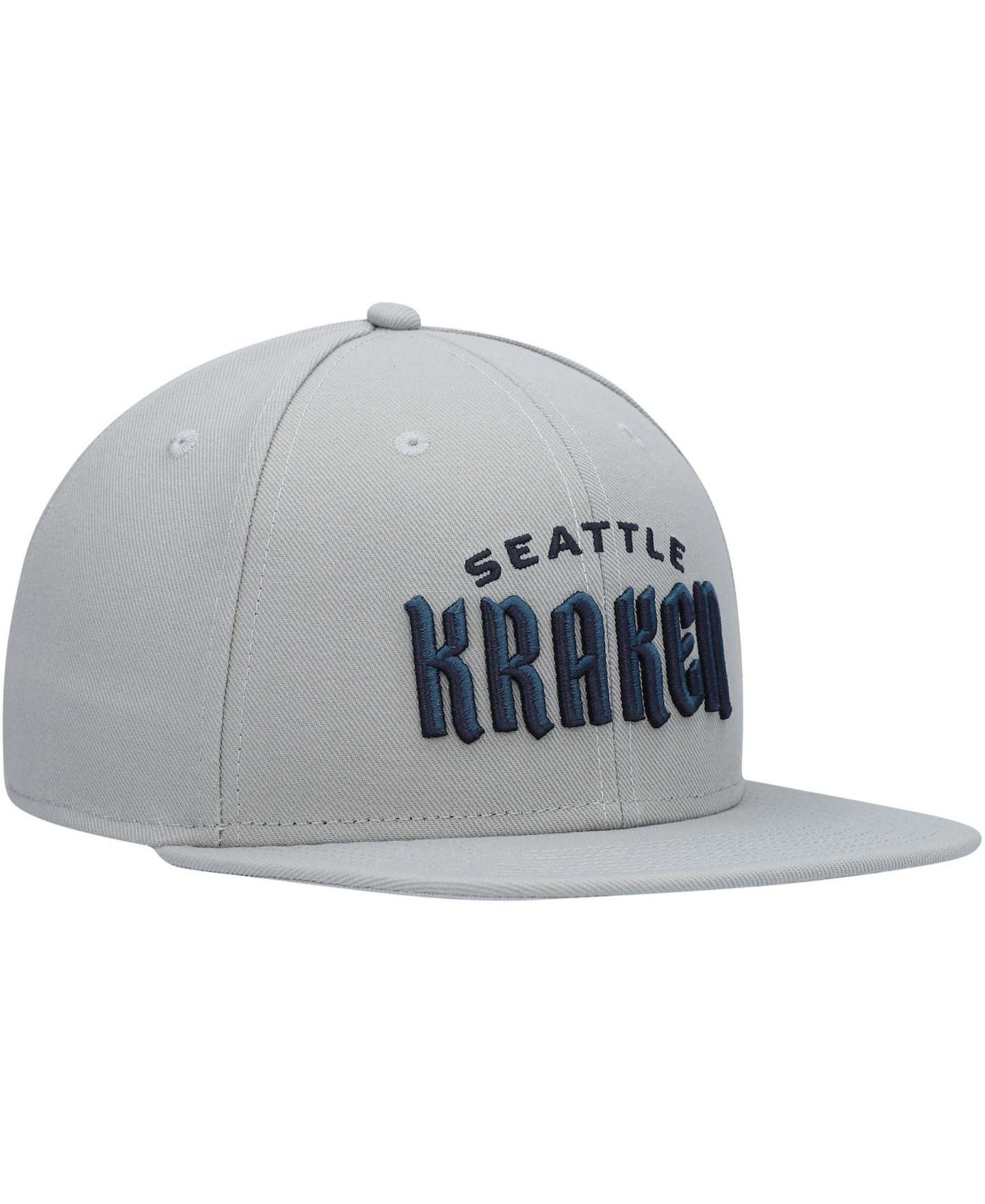 Мужская кепка Fanatics Gray Seattle Kraken Wordmark Logo Snapback Hat — фото 4