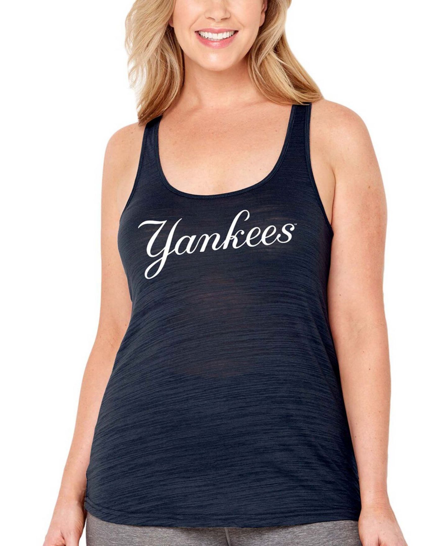 Женский топ Soft As A Grape Plus Size Navy New York Yankees Swing For The Fences Racerback — фото 5