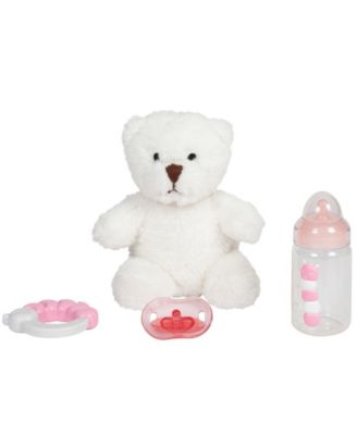 La Newborn 15" Real Girl Baby Doll with Teddy Bear Set, 9 Pieces