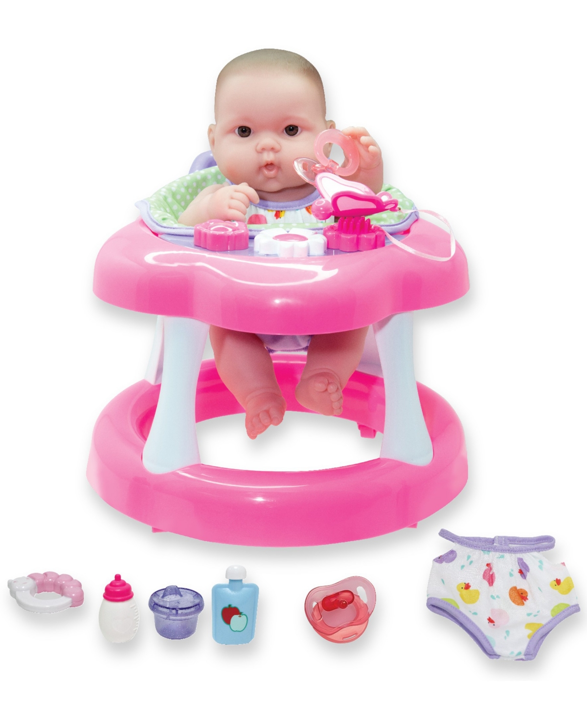 Jc Toys Kids' Lots To Love Babies 14" Baby Doll Walker Gift Set, 9 Pieces In Fuchsia