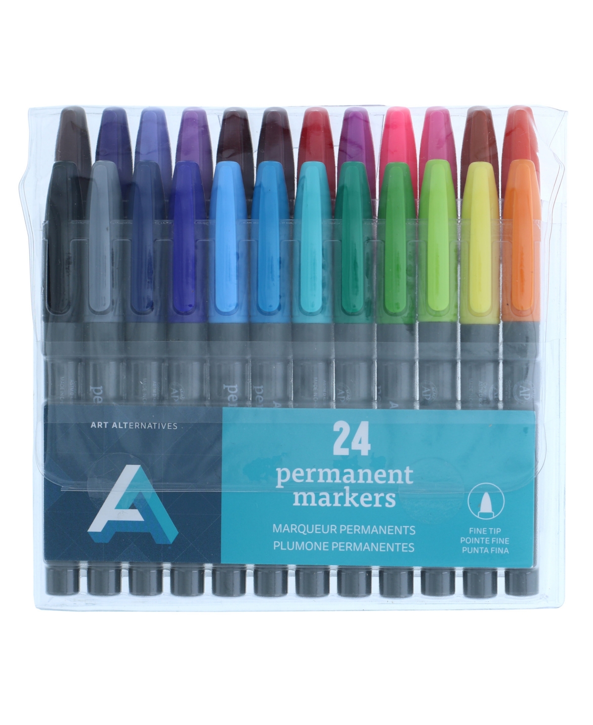 Permanent Fine Marker Set, 24 Markers - Multi