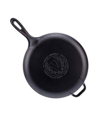 12" Comal with Long Handle and Helper Handle, Seasoned