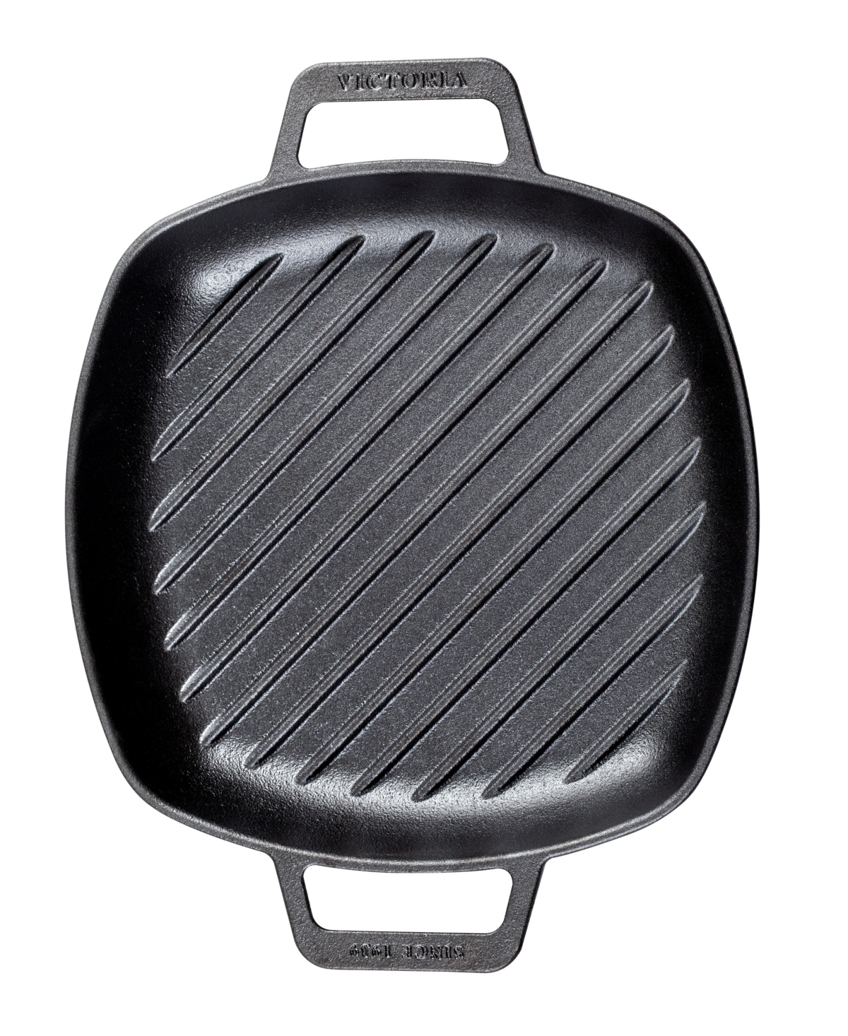 Victoria 10in Square Grill Pan With Double Loop Handles, Seasoned In Black
