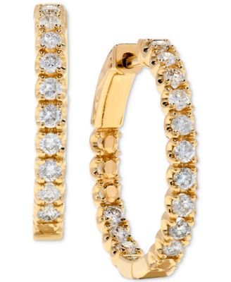 Diamond In & Out Hoop Earrings (1 ct. t.w.) in 14k White or Yellow Gold