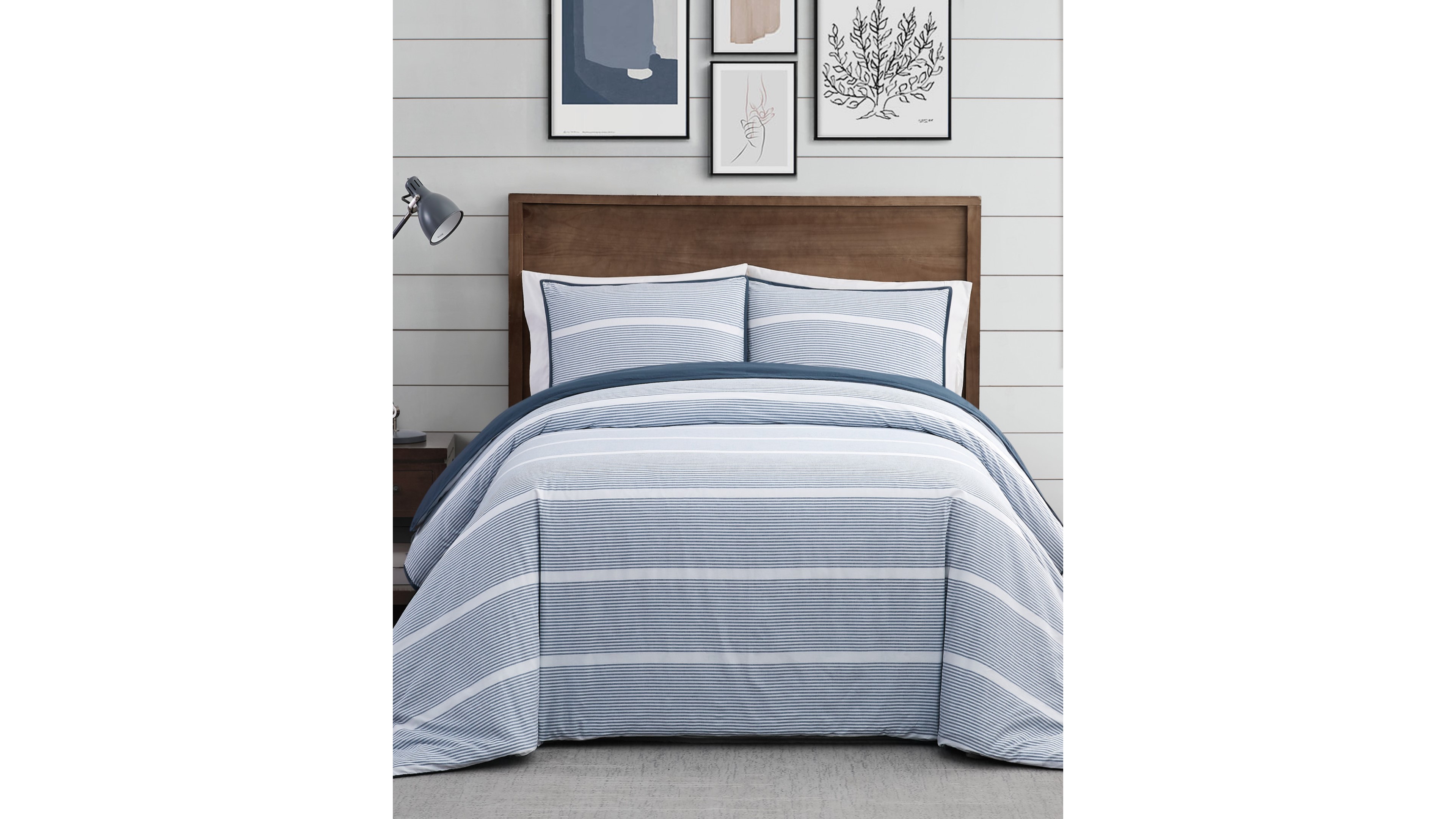 Brooklyn Loom Niari Yarn Dye Stripe 3 Piece Comforter Set, Full/Queen