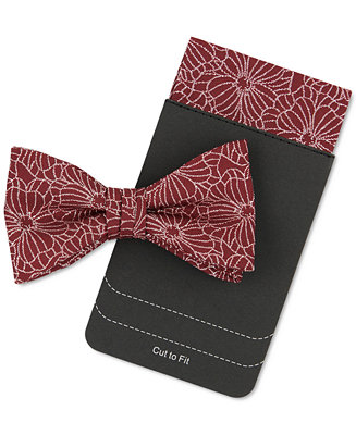 Dark Red Michelsons of London Mens Silm Satin Polyester Pocket Square and Tie Set