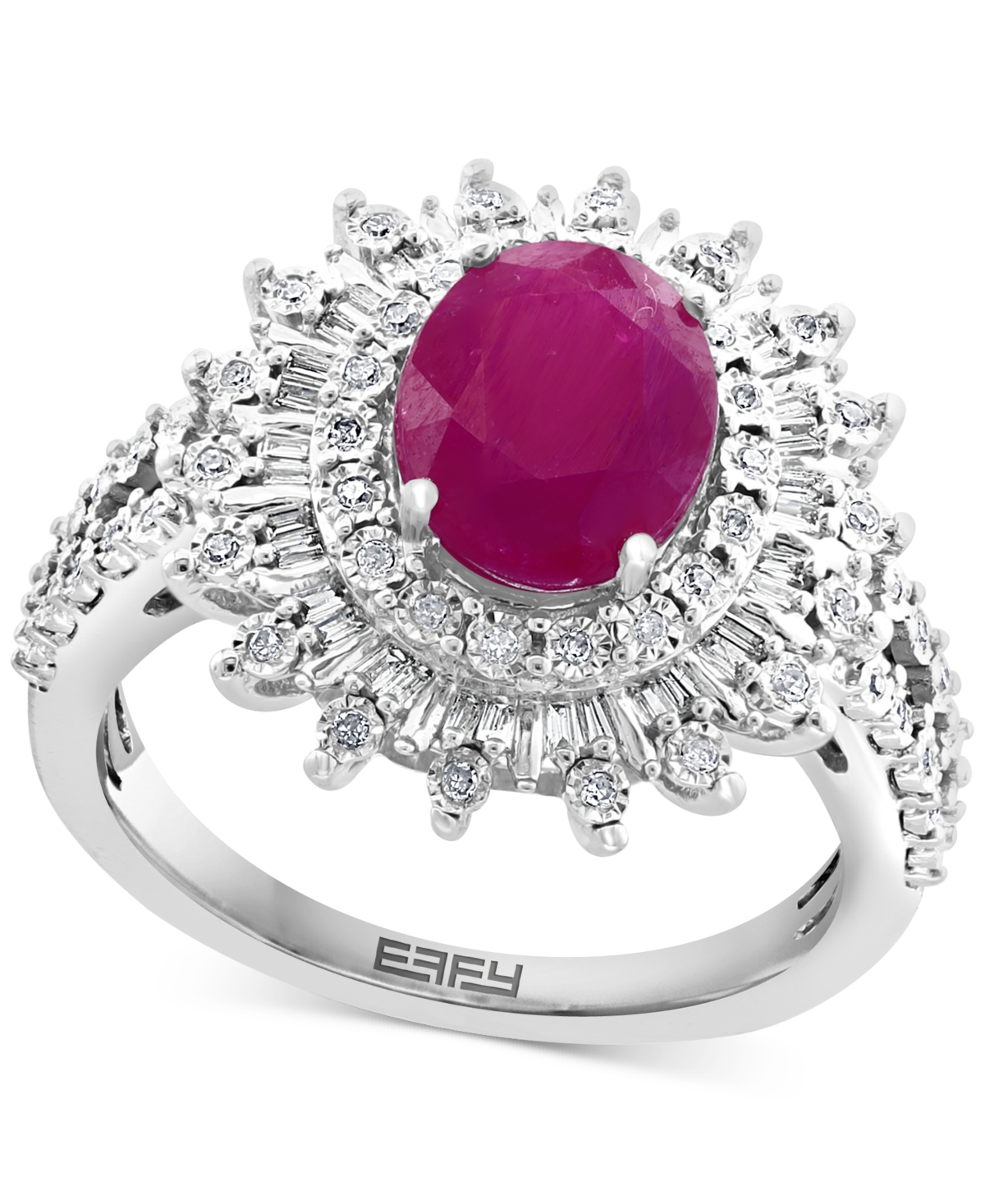 Effy Collection Effy Ruby (1-7/8 Ct. T.w.) & Diamond (1/4 Ct. T.w.) Halo Statement Ring In 14k White Gold (also In S In Ruby (white Gold)