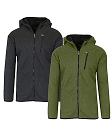 Women's Loose Fitting Tech Sherpa Fleece-Lined Zip Hoodie with Chest Pocket Jacket-2 Pack