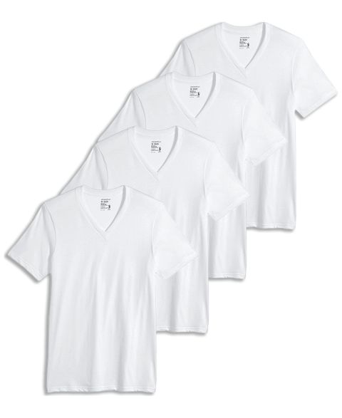 Мужские рубашки Jockey Tagless 3-Pack V-Neck Undershirts + 1 Bonus, цвет: Белый