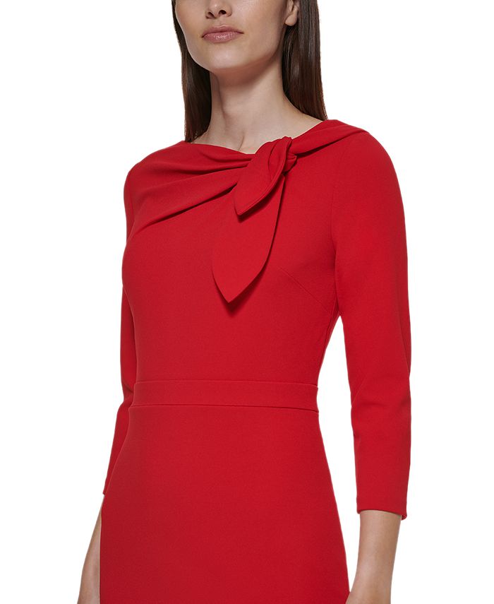 Calvin Klein ScubaCrepe BowNeck Sheath Dress & Reviews Dresses