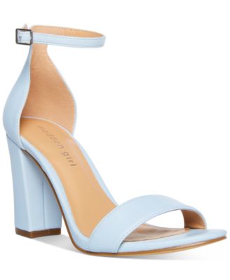 blue block heel shoes