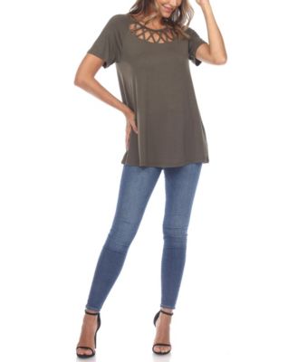 Women's Crisscross Cutout Short Sleeve Top