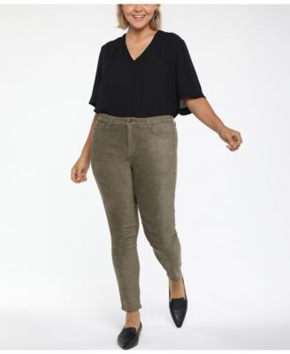 Stretch Faux Suede Pants In Moss | ModeSens
