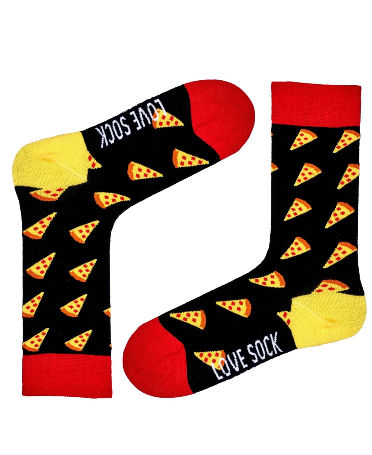 Pizza Cotton Fun Food Novelty Crew Socks - Black