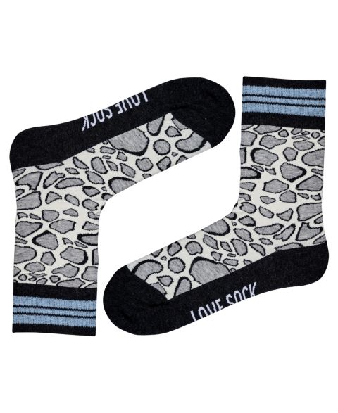 Носки, укороченные, хлопок, леопардовый принт — Love Sock Company, цвет: Серый
