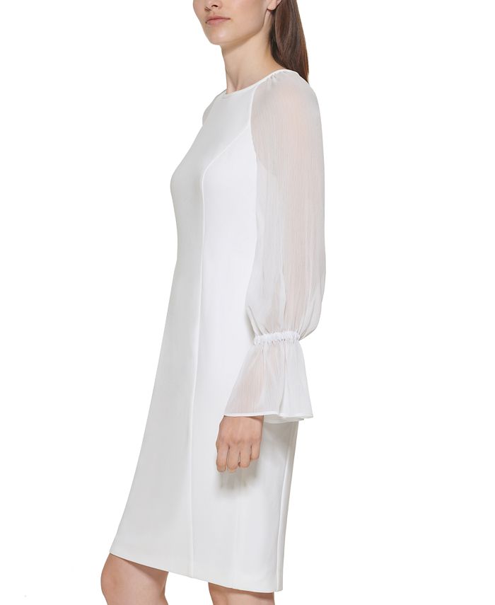 Calvin Klein Petite Sheer-Sleeve Sheath Dress - Macy's