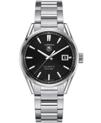 TAG Heuer - Men's Swiss Automatic Carrera Calibre 5 Stainless Steel Bracelet Watch 39mm WAR211A.BA0782