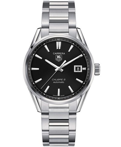 TAG Heuer Men's Swiss Automatic Carrera Calibre 5 Stainless Steel Bracelet Watch 39mm WAR211A.BA0782