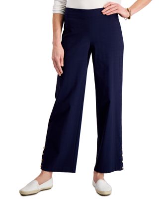 JM Collection - Button-Hem Wide-Leg Pants