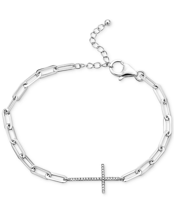 EFFY Collection EFFY® Diamond East-West Cross Paperclip Bracelet (1/10 ...