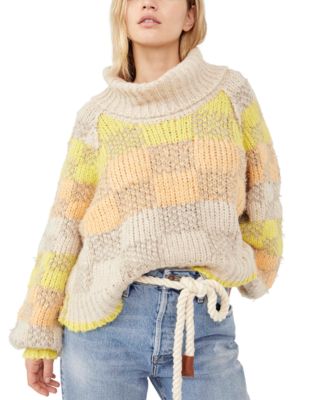 Free People - Check Me Out Checkered Turtleneck Sweater