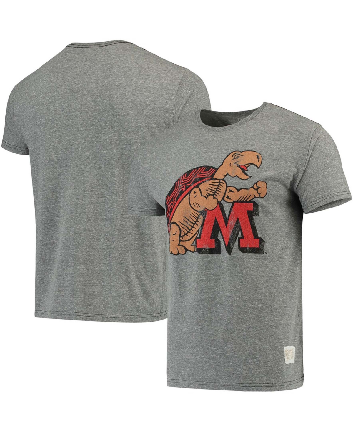 Men's Original Retro Brand Heathered Gray Maryland Terrapins Vintage-Like Logo Tri-Blend T-shirt - Heathered Gray