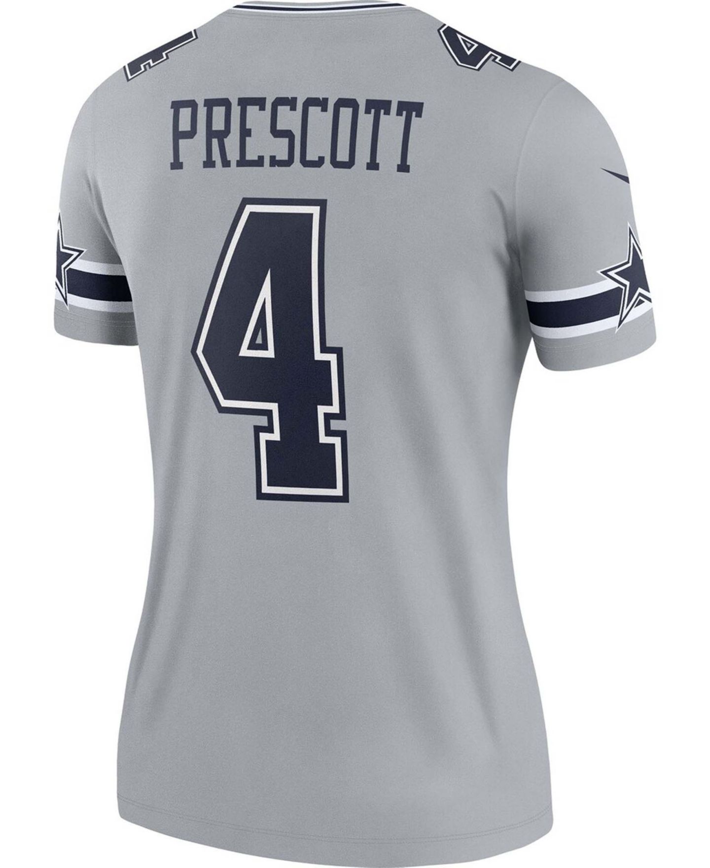 Женское джерси Nike Women's Dak Prescott Gray Dallas Cowboys Inverted Legend Jersey — фото 4