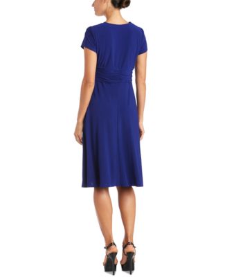 R&M Richards Short-Sleeve Faux-Wrap Dress