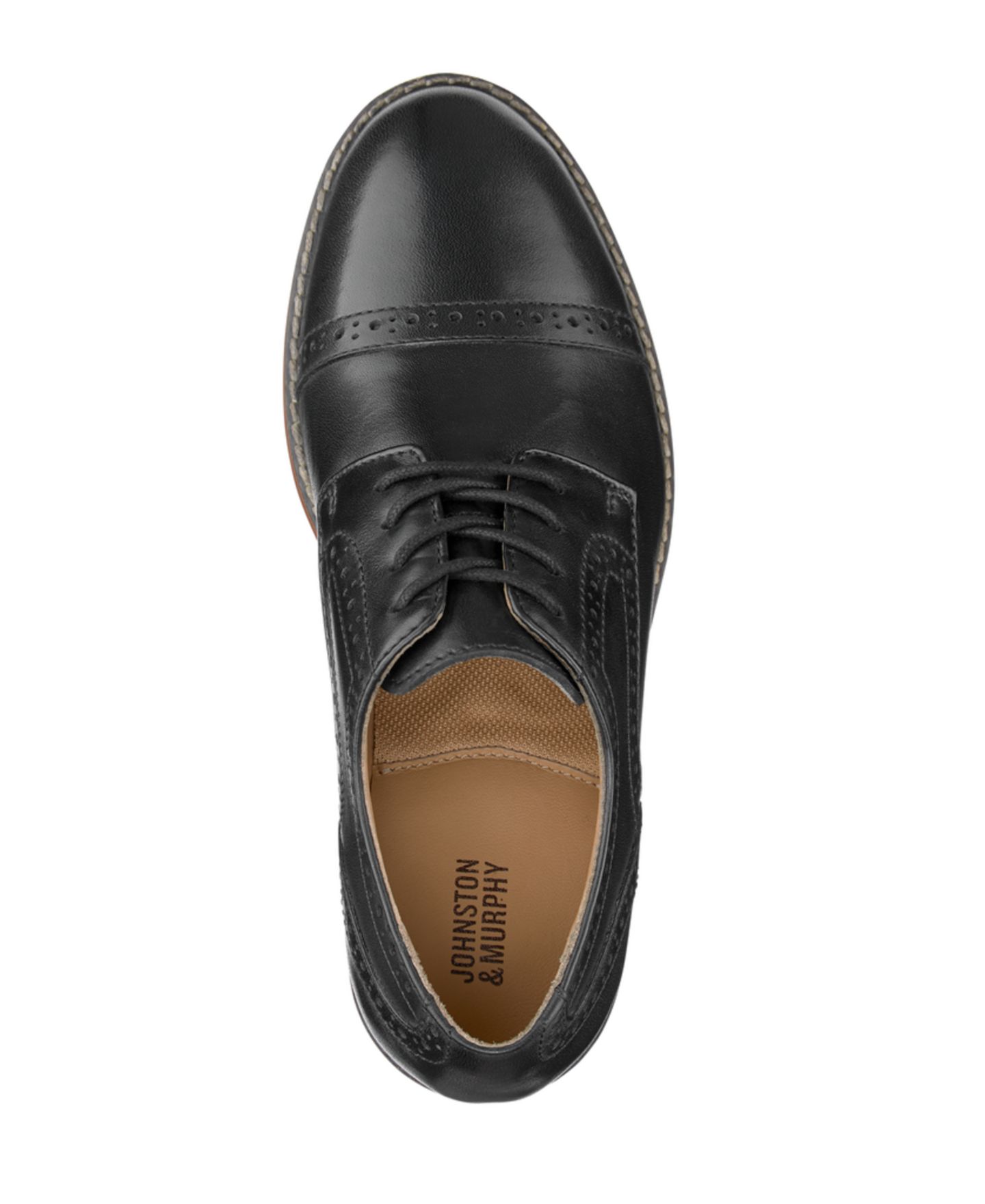 Туфли Johnston & Murphy Conard Cap Toe Shoe для мальчиков, цвет: Чёрный — фото 4