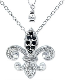 Cubic Zirconia Fleur-de-Lis 18" Pendant Necklace in Sterling Silver, Created for Macy's