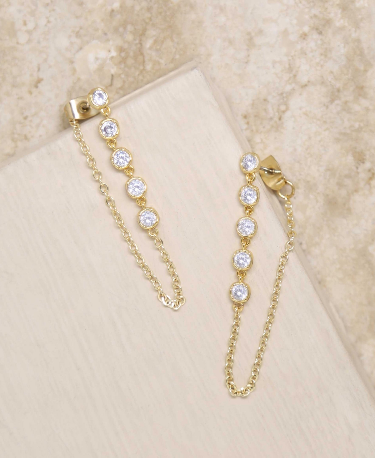 Ettika Crystal Gold-Plated Chain Dangle Earrings - Gold-Plated
