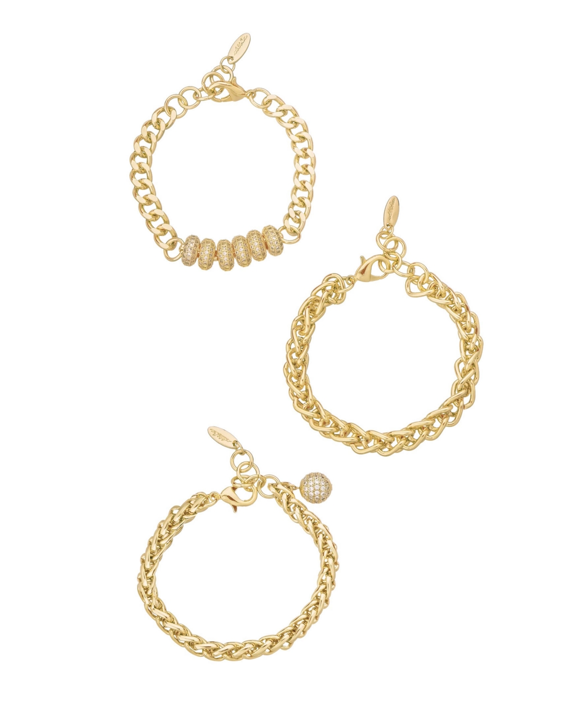 Gold-Plated Chain Stacking Bracelet Set of 3 - Gold-Plated