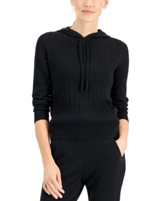 Charter Club - Hooded Cable-Knit Sweater