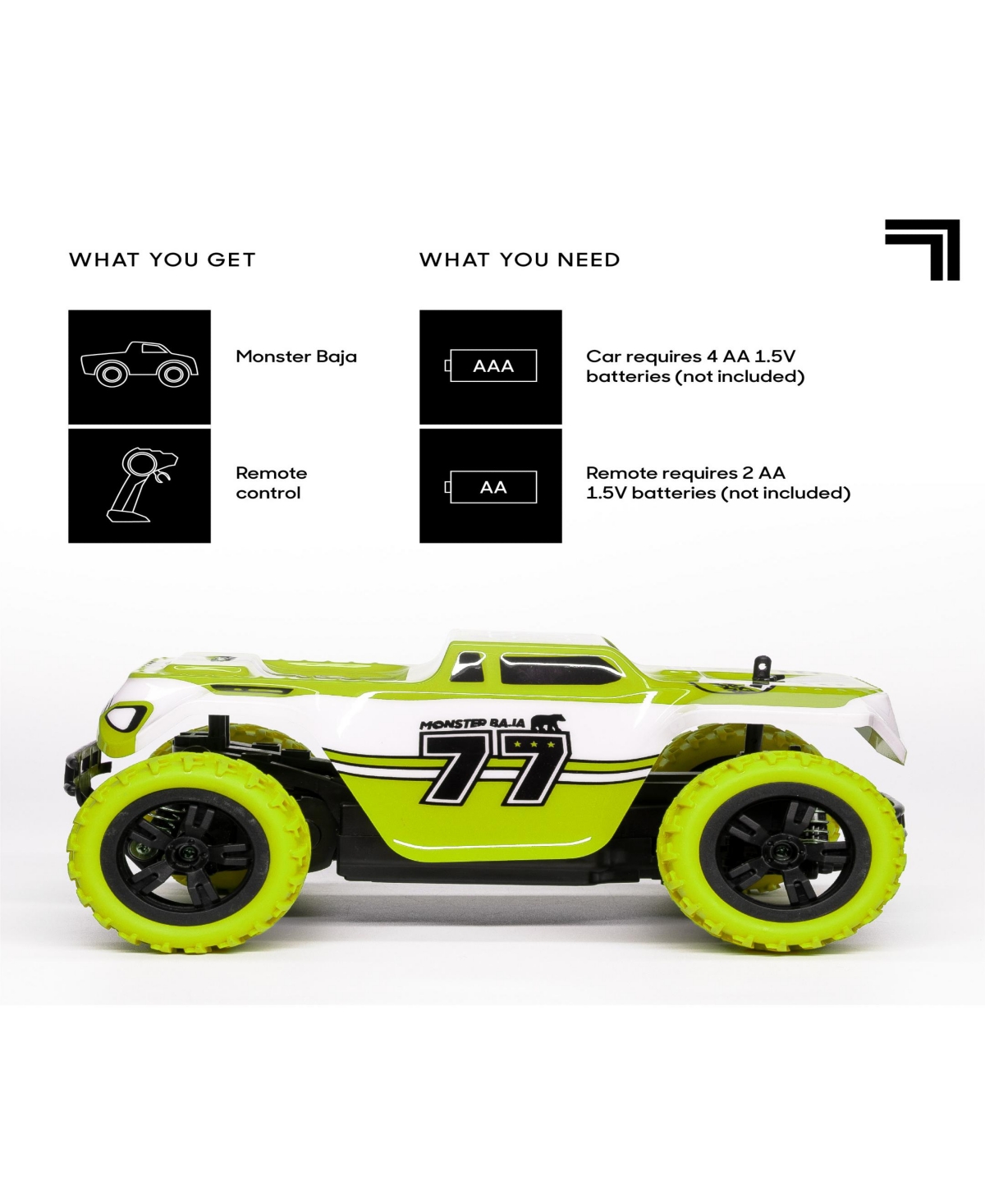 Sharper Image Toy Rc Monster Baja Truck 6mph All-terrain In Green