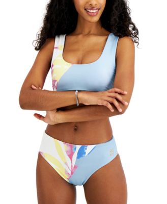 Roxy Juniors Pop Surf Sporty Bralette Bikini Top Reversible Bottoms Women's Swimsuit