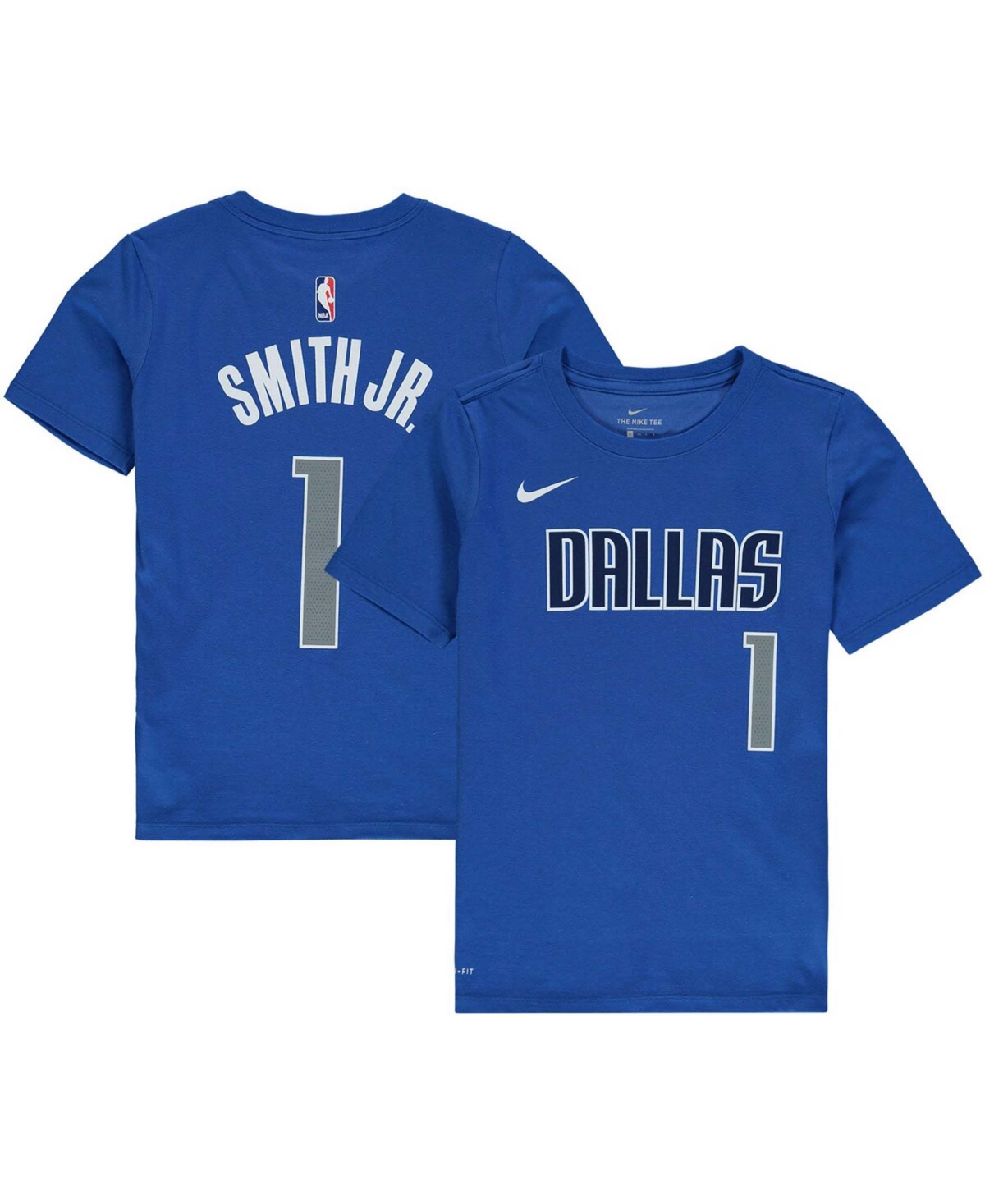 NIKE YOUTH DENNIS SMITH JR. BLUE DALLAS MAVERICKS NAME & NUMBER PERFORMANCE T-SHIRT