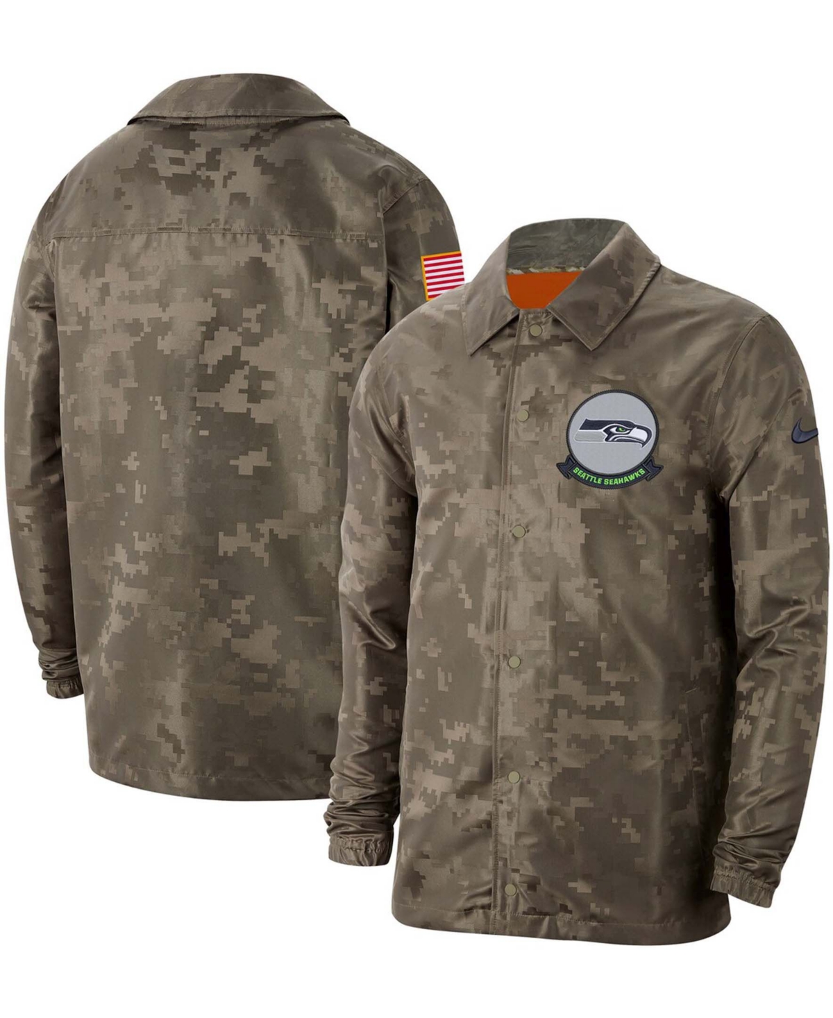 Men's Camo Seattle Seahawks 2019 Salute To Service Sideline Full-Snap Lightweight Jacket