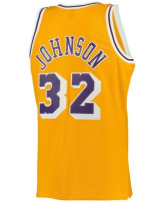 Men's Magic Johnson Gold Los Angeles Lakers 1984-85 Hardwood Classics Swingman Jersey