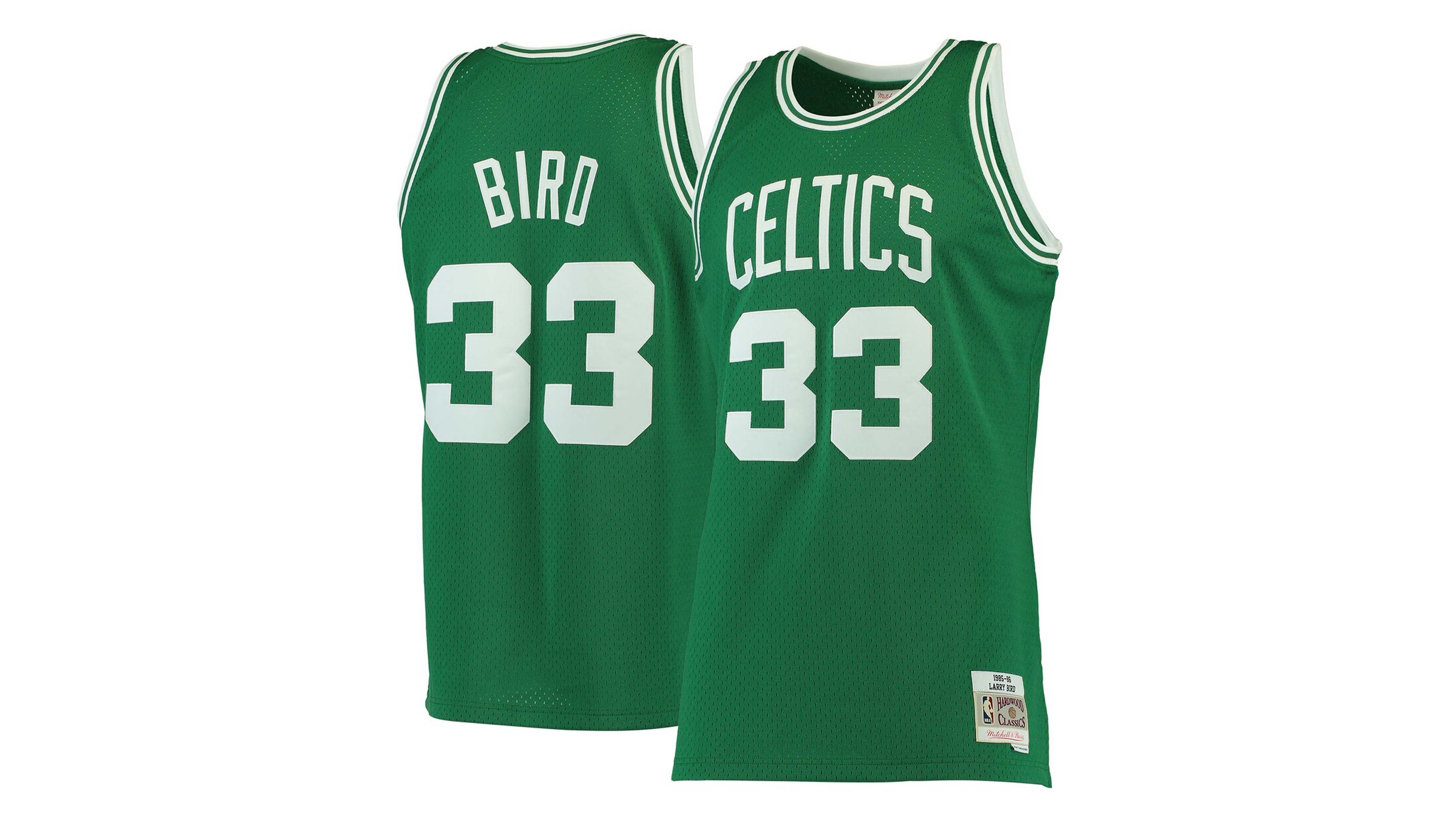 Men's Larry Bird Kelly Green Boston Celtics 1985-86 Hardwood Classics Swingman Jersey