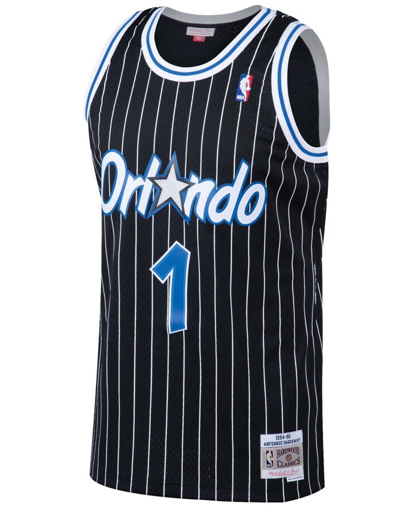 Мужской топ Mitchell & Ness Penny Hardaway Black Orlando Magic 1994-95 Hardwood Classics Swingman Jersey — фото 3
