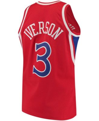 Men's Allen Iverson Red Philadelphia 76Ers 1996-97 Hardwood Classics Swingman Jersey